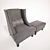 Cozy Comfort Armchair & Ottoman 3D model small image 2