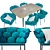 Serpentine Table and Chairs Set 3D model small image 1