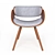 Mid-century Walnut Plywood Chair with Wraparound Back 3D model small image 2