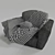 Sleek Gray Leather Chair 3D model small image 3