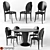 Sleek Ebony Dining Set 3D model small image 1