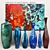 Turquoise Mosaic Vase Set: Handmade Beauty 3D model small image 1