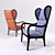 Luxury Walnut Bergerè Armchair 3D model small image 2