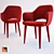 Elegant Red Fabric Dining Chair 3D model small image 1