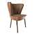 Elegant Wood and Leather Chair 3D model small image 1