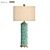 Elegant Teal Glaze Bamboo Table Lamp 3D model small image 1