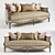 Carved Wood Frame Sofa 3D model small image 1