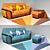 Modern Two-Tone Sofa with Ottoman 3D model small image 1