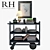 Luxury RH Decor Set: Bar Cart, Floor Lamp, Clay Tableware 3D model small image 1