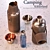 Kikkerland Camping Set: Thermos Flask with Leather Case & Shot Glasses 3D model small image 2