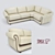 Stylish Leather Corner Sofa with Wooden Accents 3D model small image 1