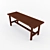 Rustic Wooden Loft Bench 3D model small image 1