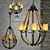 Industrial Loft Black Rope Chandelier 3D model small image 1