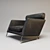 Modern Black Leather Armchair 3D model small image 1