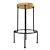 Rustic Iron Bar Stool - Vintage Industrial Seating 3D model small image 1