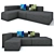 Sleek Black Modern Canvas Sofa 3D model small image 1