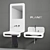 Wave Corian Vanity with Mirror & Towel Holder 3D model small image 1