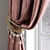 Elegant Beaded Satin Curtains with Pickup 3D model small image 2