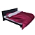 Modern Wood Bed with Leather Back & Silk/Cotton Cloth Design 3D model small image 1
