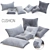 Folded Gray Decorative Cushion Set 3D model small image 1
