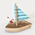 Wooden Sailboat Toy - 16*8*14 cm 3D model small image 3