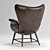 Walnut Brown Leather Highback Chair 3D model small image 2