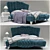 Luxury Blue Velvet Bed Set 3D model small image 1