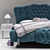 Luxury Blue Velvet Bed Set 3D model small image 2