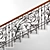 Elegant Iron and Wood Railing 3D model small image 1