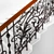 Elegant Iron and Wood Railing 3D model small image 2