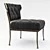 Luxury Hollywood Grey Velvet Chair 3D model small image 3