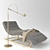 Brass Daybed & Floor Lamp Set 3D model small image 1