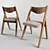 Modern Wood Kitchen Chair 3D model small image 2