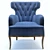 Stylish Blue Armchair 3D model small image 1