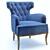 Stylish Blue Armchair 3D model small image 2