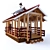 Cozy Wooden Gazebo with Weather Vane 3D model small image 1