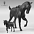 Elegant Handcrafted Horse Sculptures 3D model small image 1