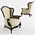 Elegant Baroque Armchair 3D model small image 1