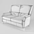 Modern Chelsea Two Seater Armchair 3D model small image 3