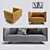 Modern Grey & Yellow Fabric Sofa Set 3D model small image 1