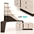 Elegant Corner Desk with Asymmetric Shelves - Art Way 3D model small image 1