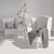 Thatcher Wingback Leather Chair - Pottery Barn Set 3D model small image 3