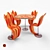 Flame-Print Table and Chair Set 3D model small image 1