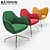 Modern Bla Station Wilmer Armchair Set 3D model small image 1