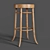 Rustic Wooden Bar Stool 3D model small image 2