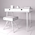 Walnut Stool & Board Desk 3D model small image 3