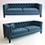 Midnight Blue Velvet Sofa. Compact, Affordable Design. 3D model small image 1