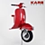 Vintage Red Scooter Wall Lamp 3D model small image 1
