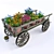 Flower-Filled Decorative Cart 3D model small image 2