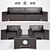 Modern Sofa Armchair & Coffee Table Set 3D model small image 2